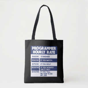 Tote Bag Codeur informatique à tarif horaire Funny Program