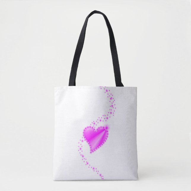 Tote Bag Coeur arc-en-ciel rose avec étoiles (Devant)