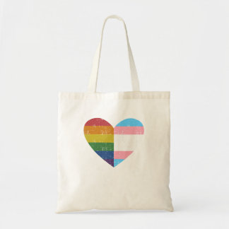 Tote Bag Coeur Avec Arc En Ciel Et Drapeau Transgenre Pour 