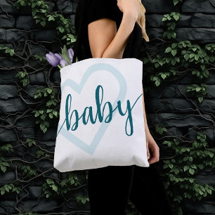 Tote Bag Coeur bébé   Turquoise Midnight Green Flourd Custo