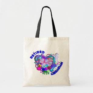 Tote Bag Coeur bleu Artsy retiré de bibliothécaire rétro