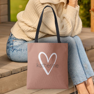 Tote Bag Cœur Chic Terracotta Personnalisé