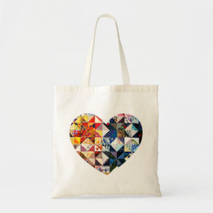 Tote Bag Coeur coloré d'édredon de patchwork