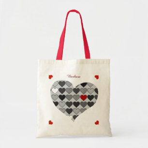 Tote Bag coeur d'amour romantique rouge personnalisé
