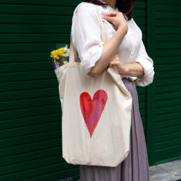 Tote Bag Coeur d'aquarelle minimaliste
