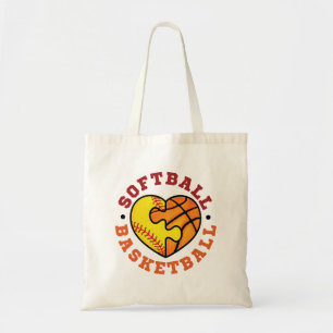 Tote Bag Coeur de basketball de softball