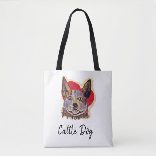 Tote Bag Coeur de chien de bétail de Merle rouge