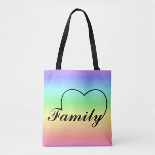 Tote Bag Coeur de famille arc-en-ciel
