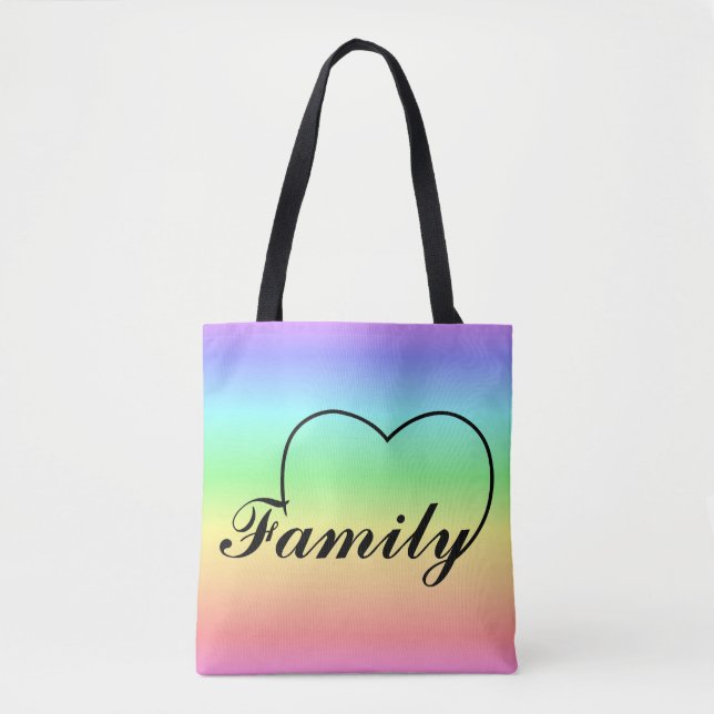 Tote Bag Coeur de famille arc-en-ciel (Devant)