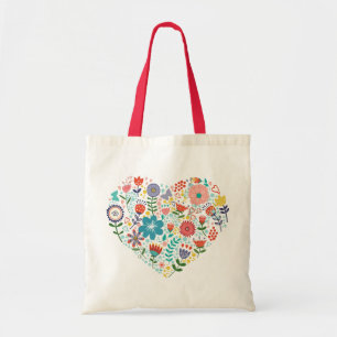 Tote Bag Coeur de fleurs colorées