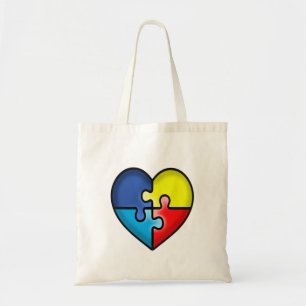 Tote Bag Coeur de ruban de sensibilisation sur l'autisme