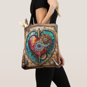 Tote Bag Cœur de vitrail tournesol Série Steampunk