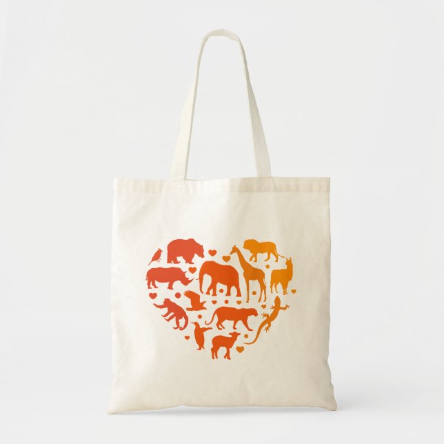 Tote Bag Coeur des animaux, Cadeau pour les amoureux des an (Devant)