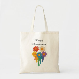 Tote Bag Coeur des fleurs arc-en-ciel - Joyeux anniversaire