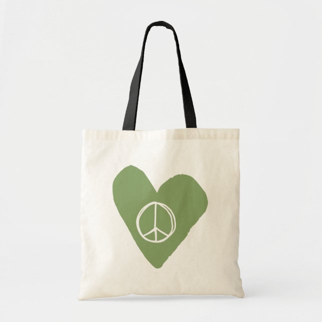 Tote Bag Coeur des signes de paix (Devant)