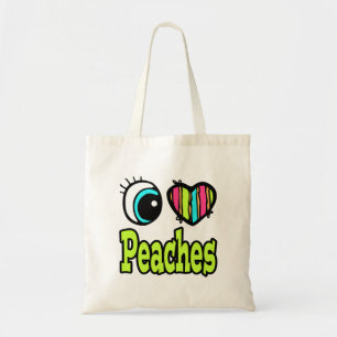 Tote Bag Coeur des yeux lumineux J'aime les pêches