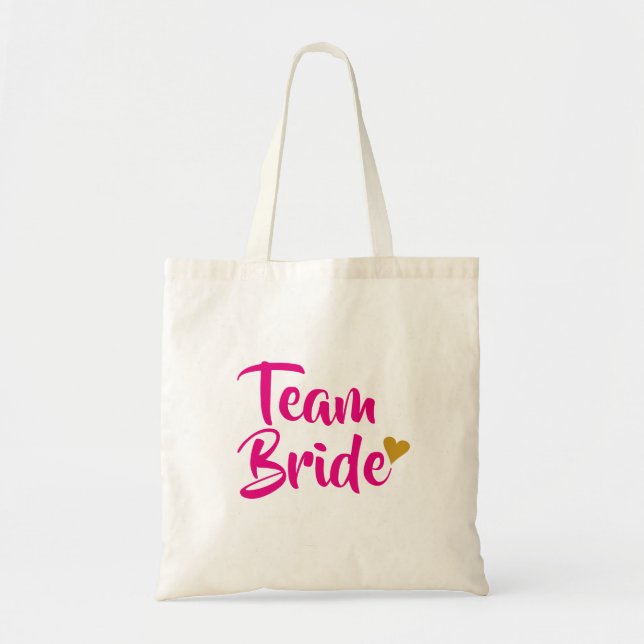 Tote Bag Coeur d'or de jeune mariée d'équipe (Devant)