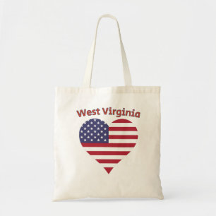 Tote Bag Coeur du drapeau américain de Virginie-Occidentale