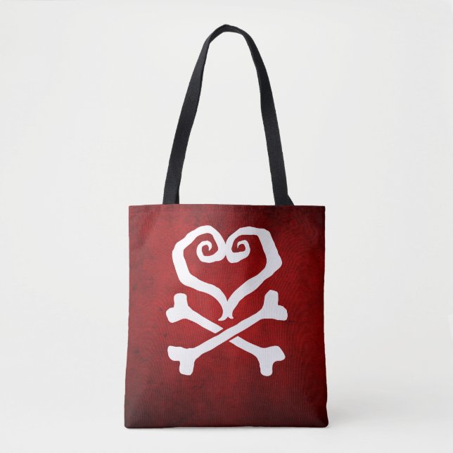 Tote Bag Coeur et os croisés de "l'amour teinté" (Devant)