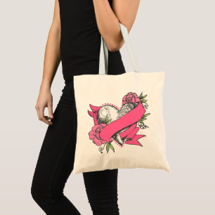 Tote Bag Coeur et roses