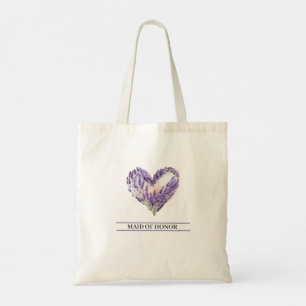 Tote Bag Coeur Mariage de fleurs de lavande