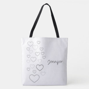 Tote Bag Coeur noir et blanc