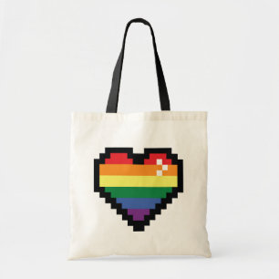 Tote Bag Coeur Rainbow Pixel
