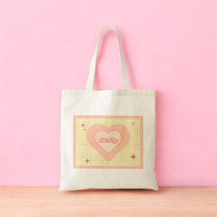 Tote Bag Coeur rose À damiers Motif Saint Valentin