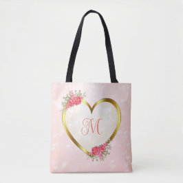 Tote Bag Coeur rose et or personnalisé