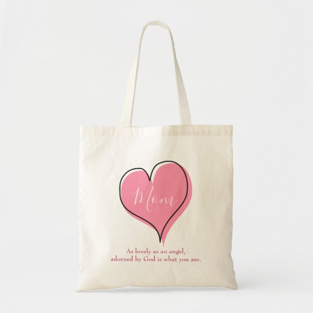 Tote Bag Coeur rose pour maman (Devant)