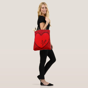 Tote Bag Cœur rouge avec contour d'ombre noir