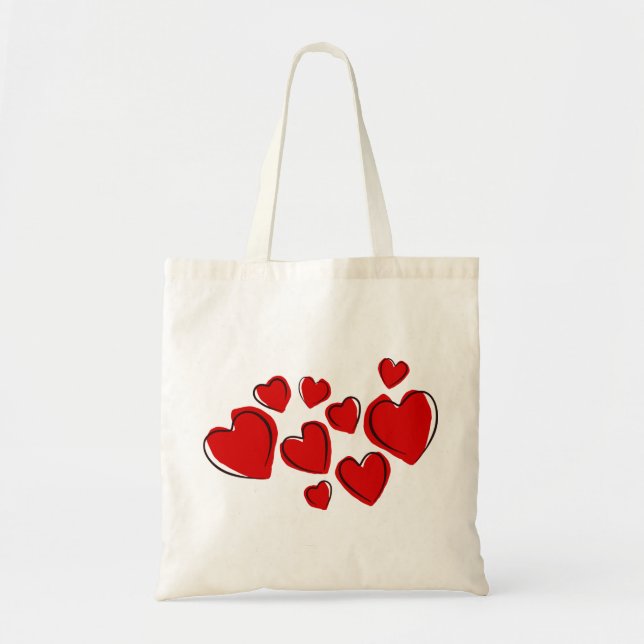 Tote Bag Coeur rouge mignon Abstrait (Devant)
