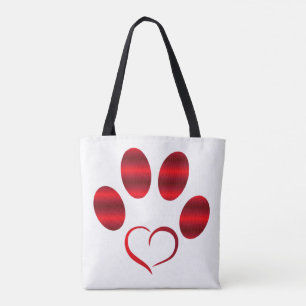 Tote Bag Cœur Rouge Patte