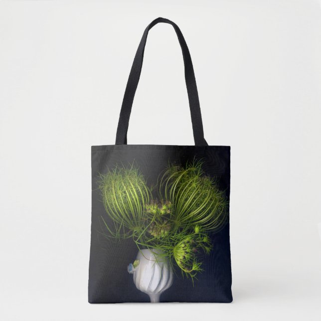 Tote Bag Coeur vert en noir (Devant)