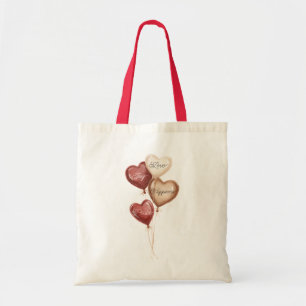 Tote Bag Cœurs Ballons Rouges Crème Amour Joie