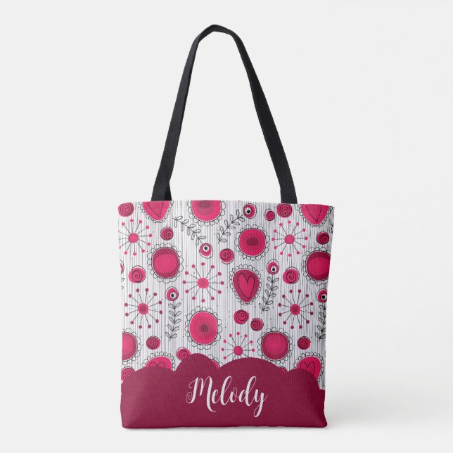 Tote Bag Coeurs blancs blancs blancs blancs Whimsical fleur (Dos)