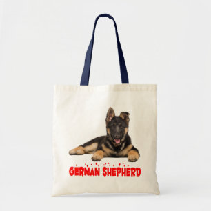 Tote Bag Coeurs d'amour rouges de Chien coquelicot allemand