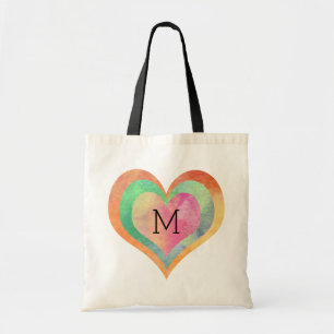 Tote Bag Coeurs d'aquarelle Monogram Pastel