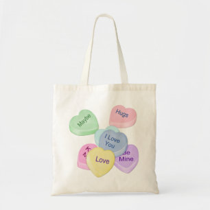 Tote Bag Coeurs de bonbons et texte
