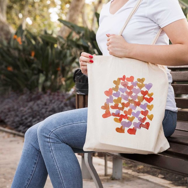 Tote Bag Coeurs de fusion d'aquarelle - rétro (Créateur téléchargé)
