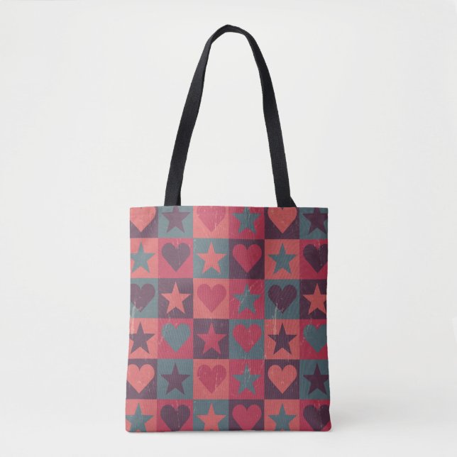 Tote Bag Coeurs et rose de profil sous convention (Devant)