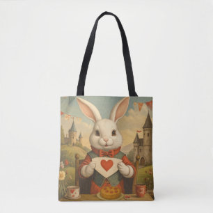 Tote Bag Cœurs Fantaisistes de Lapin Blanc Enchantant le Pa