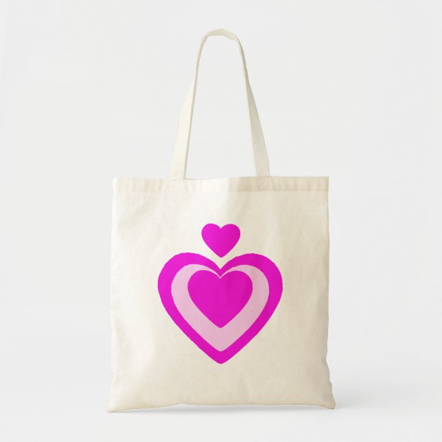 TOTE BAG CŒURS FUCHSIA ROSE CLAIR (Devant)