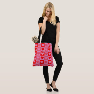Tote Bag Coeurs rouges avec Arrière - plan de couleur perso
