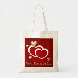 Tote Bag Coeurs Valentin Rouge Or Moderne