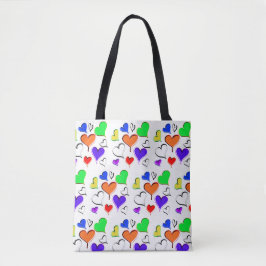 Tote Bag Coeurs verts rouge orange