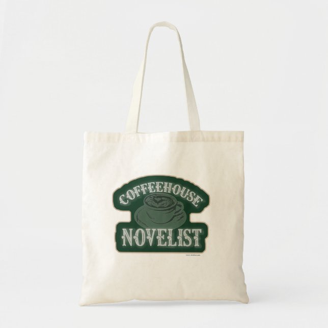 Tote Bag Coffeehouse Novelist Cool Green Auteur Motto (Devant)