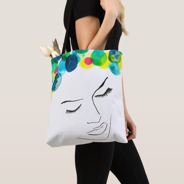 Tote Bag Coiffure de bulle psychédélique (De près)