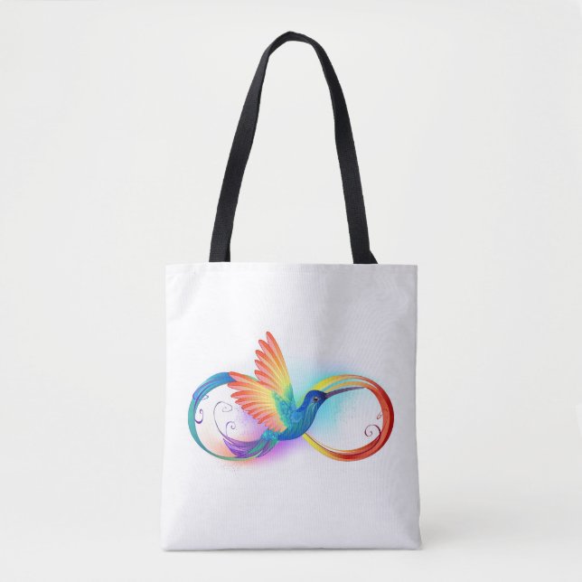Tote Bag Colibri arc-en-ciel avec symbole Infinity (Devant)