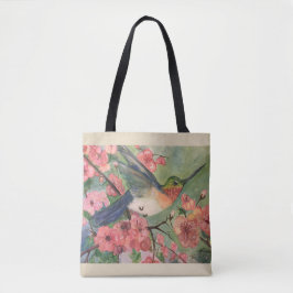 Tote Bag Colibri et fleurs fourre-tout